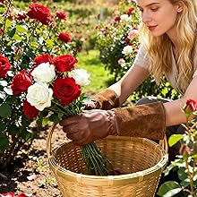 Elbow Length Cowhide Rose Pruning Gloves - image 3