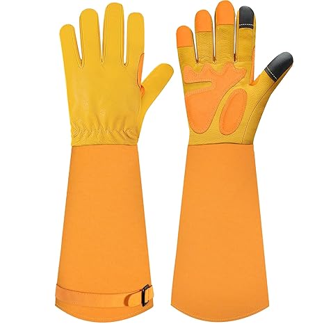 Touchscreen Leather Gardening Gloves with Sleeves - image 3
