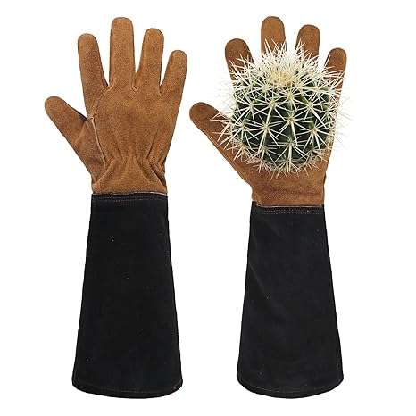 Long Sleeve Leather Rose Gardening Gloves - image 4